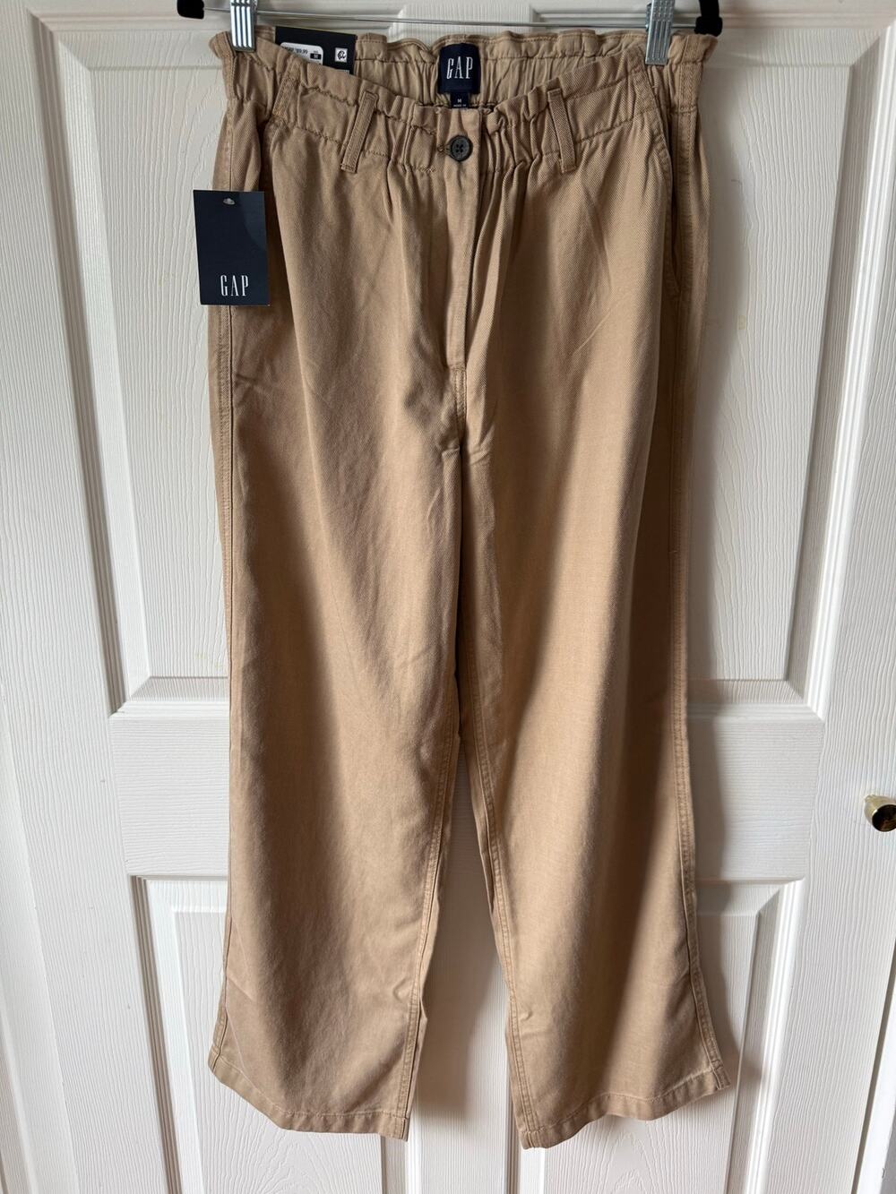 GAP Easy Twill Pants NWT Medium Khaki Paperbag Waist Wide Leg Lyocell Blend